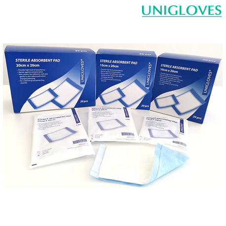 Unigloves Sterile Absorbent Pads, 20cm x 20cm, 20pcs/box
